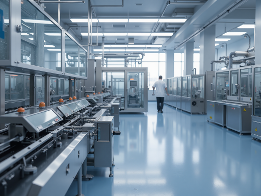 制药工厂洁净车间，自动化包装线，药品检测设备，GMP标准生产环境